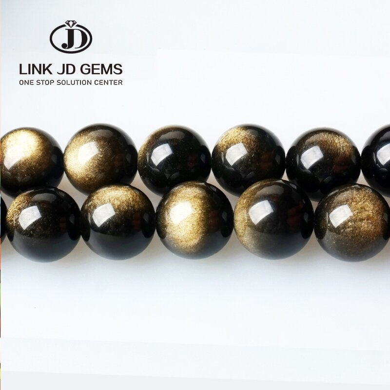 Rainbow Black Gemstone Stone Beads - 4-16mm 5A 7A Round Polished Gold Obsidian Beads