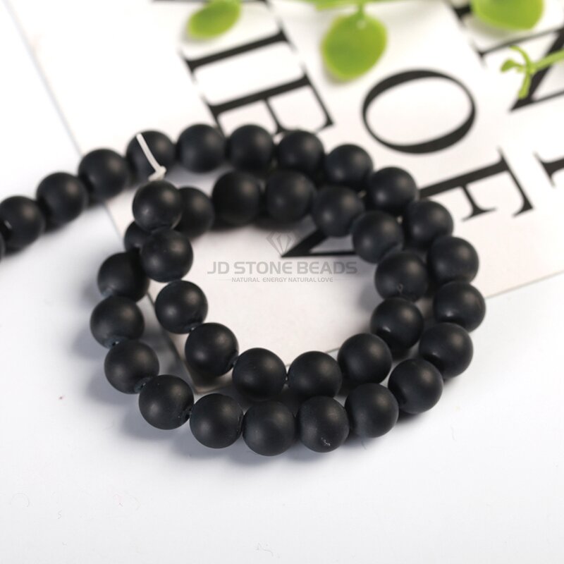 Natural Black Agates Onyx Stone Beads - 4-12mm Smooth Round Loose Beads for Jewelry Making
