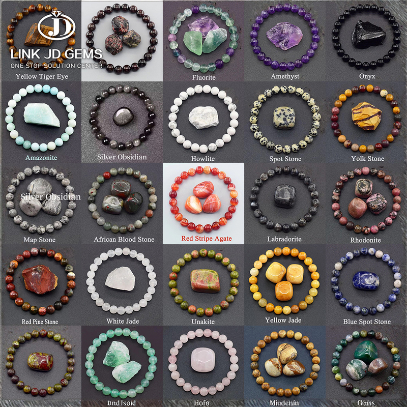 Natural Stone Beaded Bracelets - 6-10mm High Quality Elastic Round Energy Bracelets