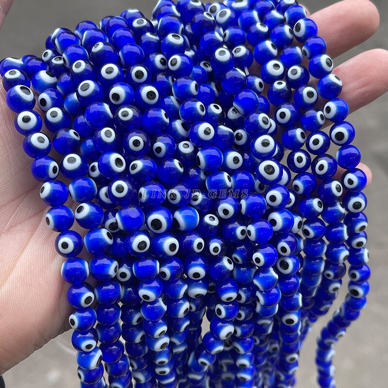 Dark Blue Evil Eye Beads - 4-10mm Round Shape Glazed Glass for Bracelet Earring Necklace