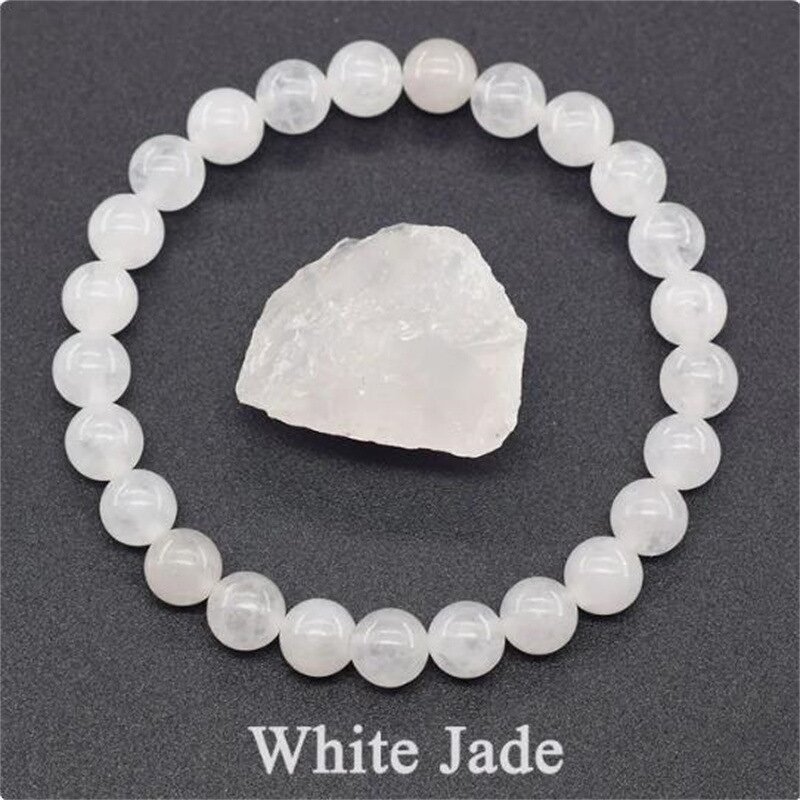 Natural Stone Beaded Bracelets - 6-10mm High Quality Elastic Round Energy Bracelets