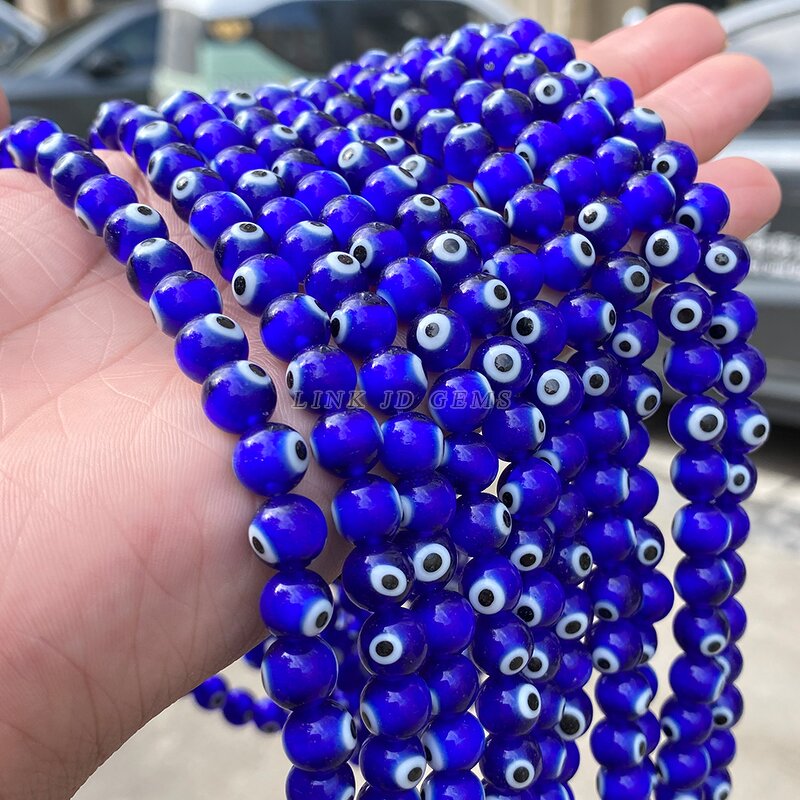 Crystal Glass Spacer Beads - Dark Blue Lampwork Evil Eye 4-10mm for Jewelry Making