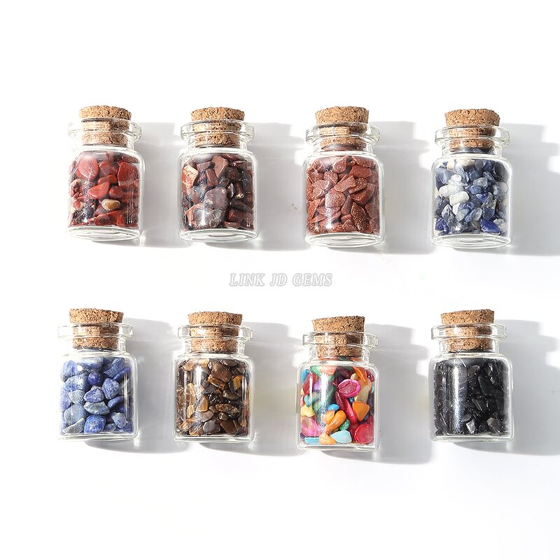 Natural Crystal Crushed Stone Wishing Bottle - Natural Stone Gift Set Desktop Decoration