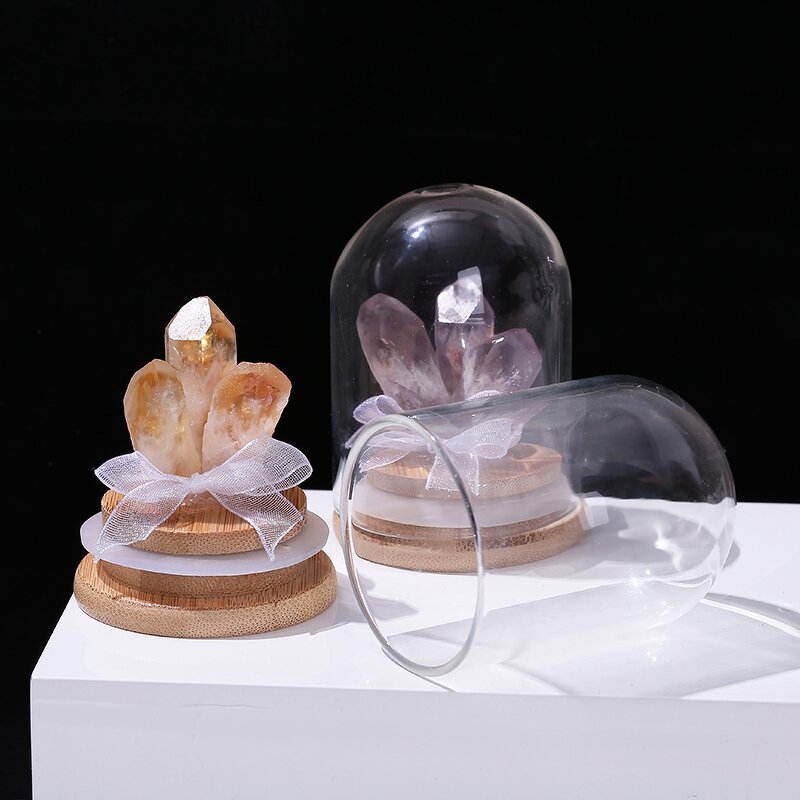 Natural Citrine Amethyst Cluster Bottled Crafts - Raw Stone Crystal Mineral Glass Display