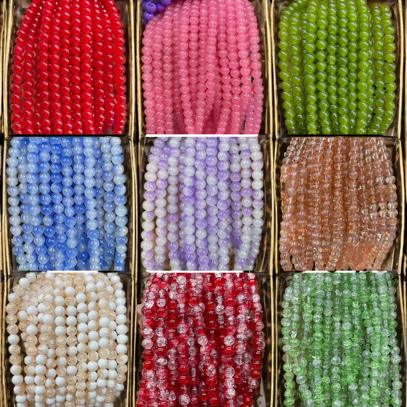 Single Pure Color Glass Beads - Multicolor 8mm Round Beads for DIY Jewelry Making
