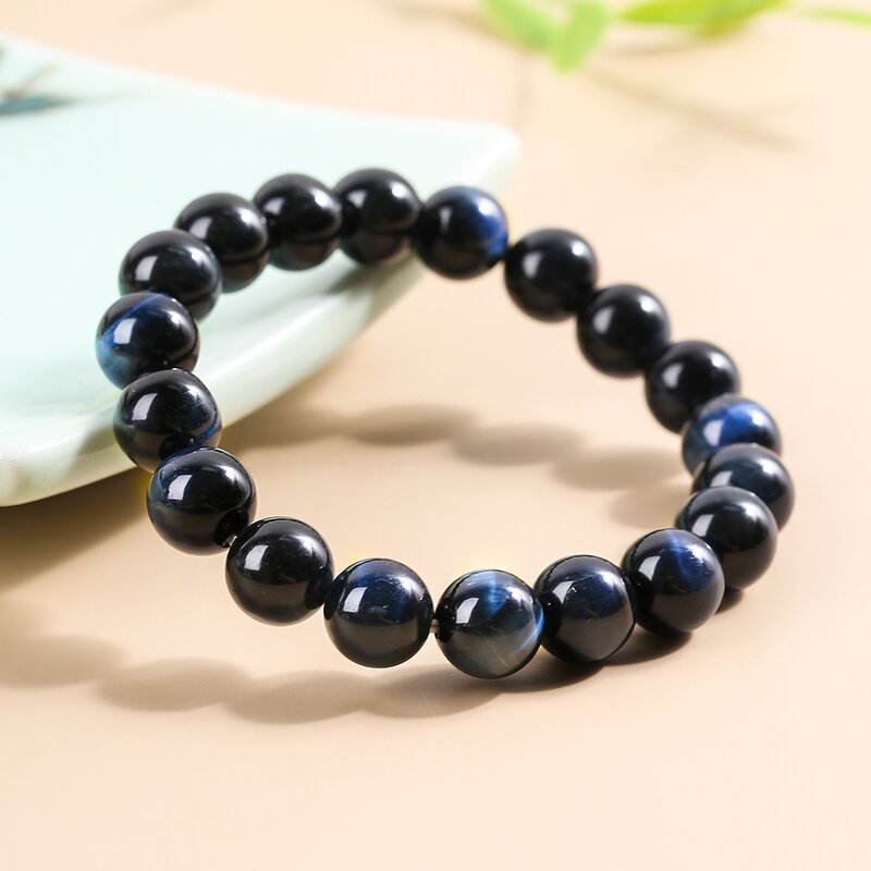 Natural Blue Tiger Eye Stone Bracelet - 8-14mm 7A High Quality Handmade Jewelry