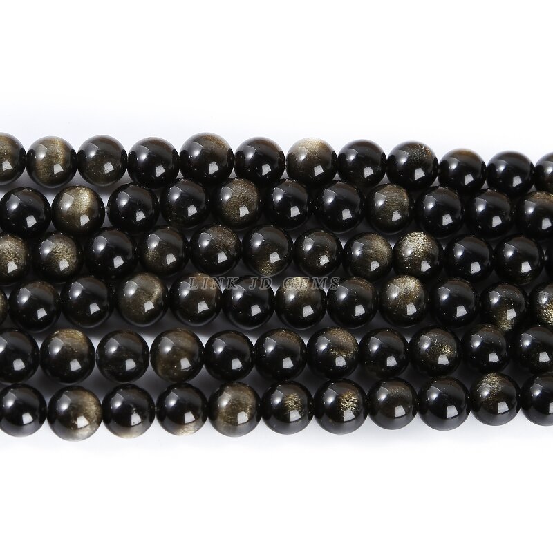 Rainbow Black Gemstone Stone Beads - 4-16mm 5A 7A Round Polished Gold Obsidian Beads