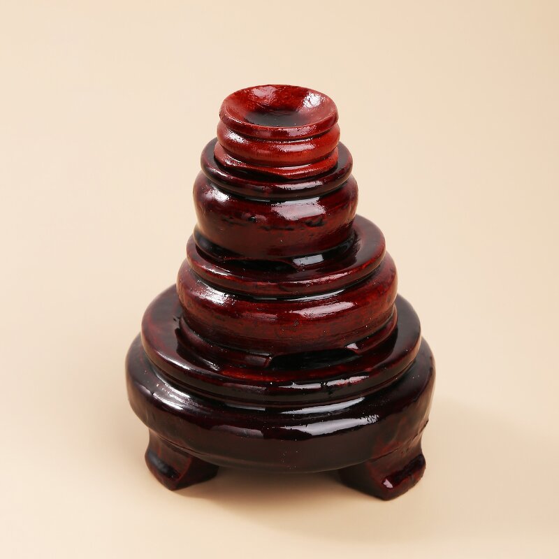 Crystal Sphere Base Mahogany Holder - Wood Pedestal Support 4-75g Home Ornament