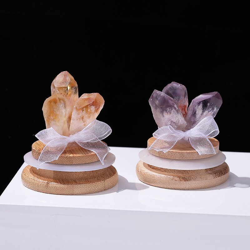 Natural Citrine Amethyst Cluster Bottled Crafts - Raw Stone Crystal Mineral Glass Display