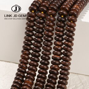 Natural Wood Coconut Shell Beads - Brown Abacus Shape 8x4mm 10x4mm Loose Spacer Bead