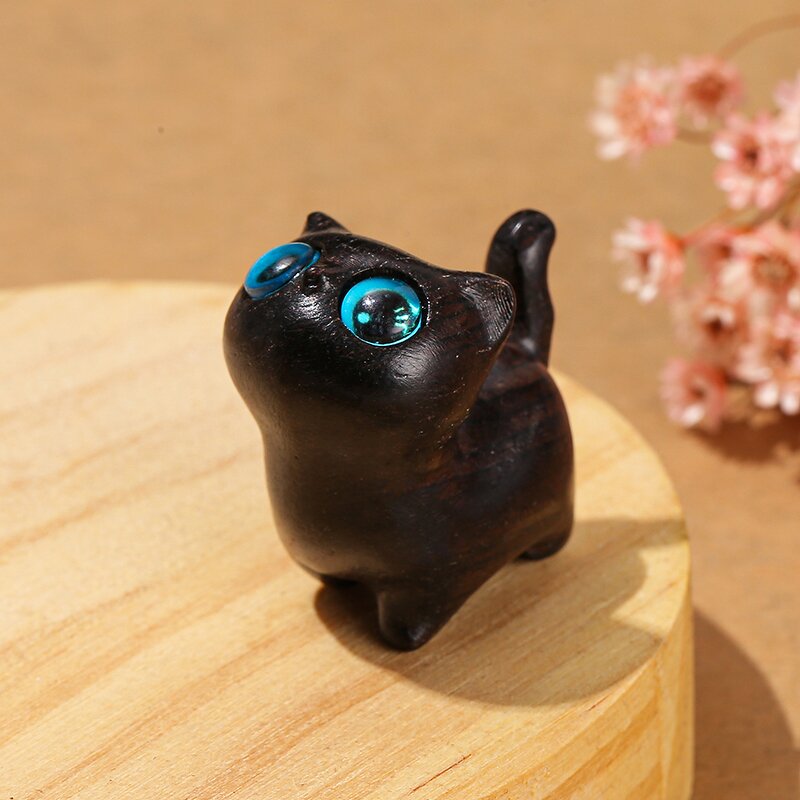Desk Ornament Cute Room Decor - Birthday Gift Kawaii Cat Miniature Figurines Art Carving