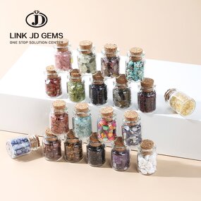 Natural Crystal Crushed Stone Wishing Bottle - Natural Stone Gift Set Desktop Decoration