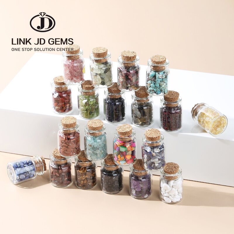 Natural Crystal Crushed Stone Wishing Bottle - Natural Stone Gift Set Desktop Decoration