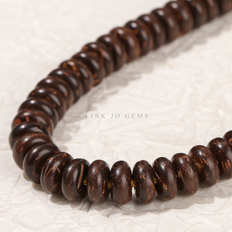 Natural Wood Coconut Shell Beads - Brown Abacus Shape 8x4mm 10x4mm Loose Spacer Bead