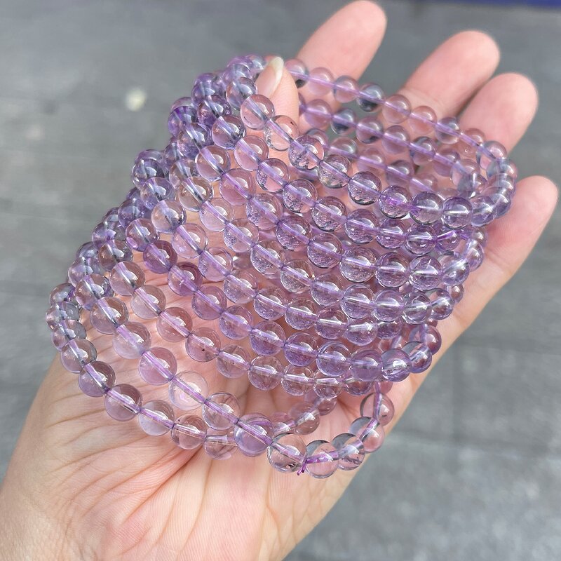 Natural Bolivian Amethyst Lavender Quartz Bracelet - 7-11mm 7A Calming Energy Crystal