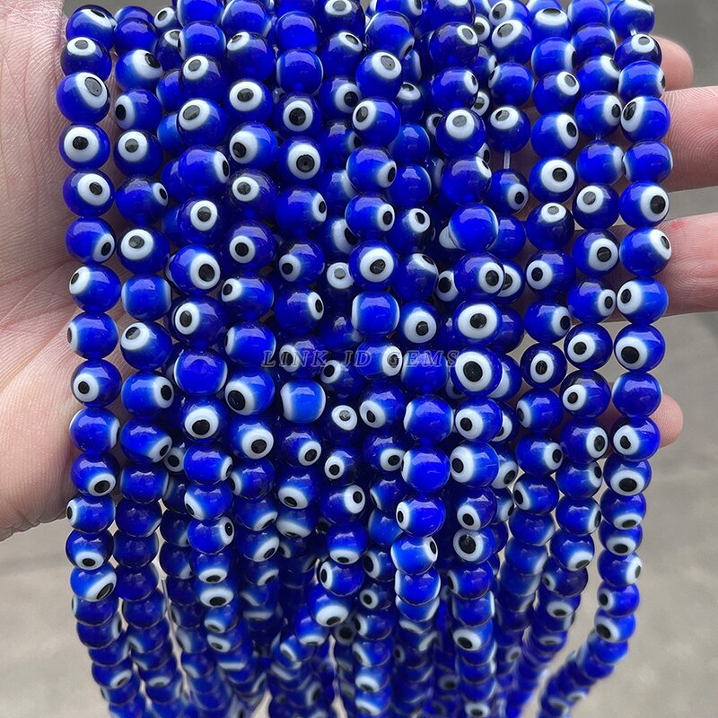 Dark Blue Evil Eye Beads - 4-10mm Round Shape Glazed Glass for Bracelet Earring Necklace
