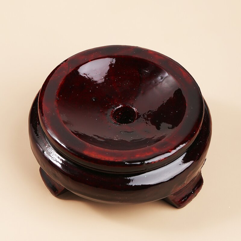 Crystal Sphere Base Mahogany Holder - Wood Pedestal Support 4-75g Home Ornament