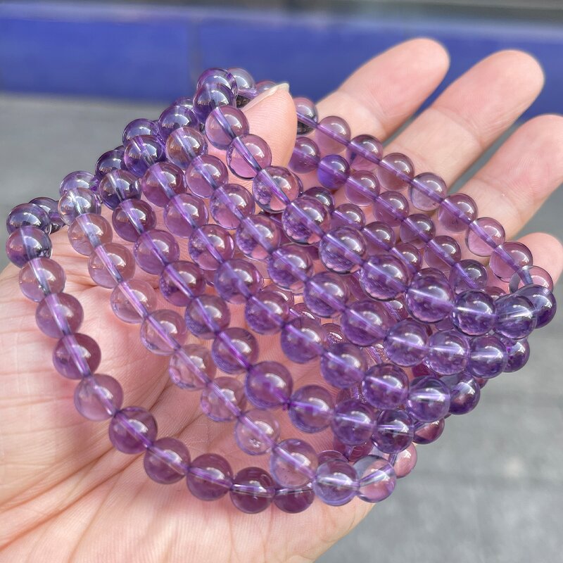 Natural Bolivian Amethyst Lavender Quartz Bracelet - 7-8mm 8A Premium Purple Crystal