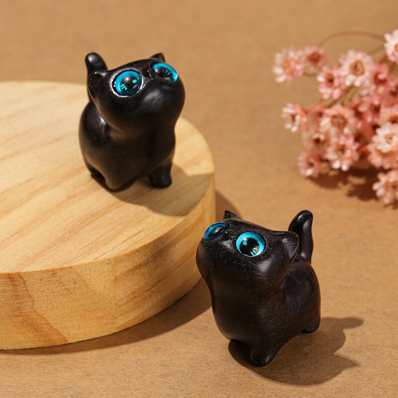 Desk Ornament Cute Room Decor - Birthday Gift Kawaii Cat Miniature Figurines Art Carving