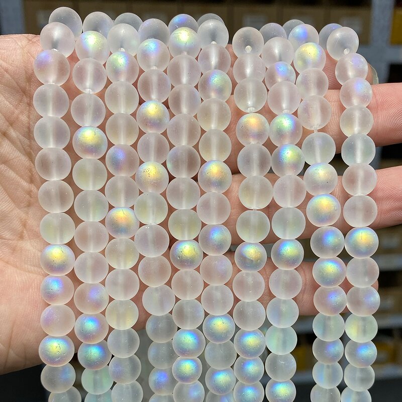Shiny Glass Bead Manufacturer - AB Colourful Frost Transparent 4-10mm Loose Spacer Bead