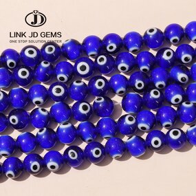 Crystal Glass Spacer Beads - Dark Blue Lampwork Evil Eye 4-10mm for Jewelry Making