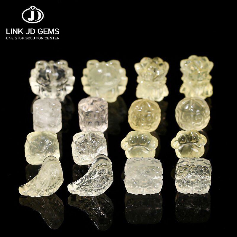 Natural Yellow Crystal Stone Carved Beads - Cat Paw Lion Head Heart Shape Lemon Quartz