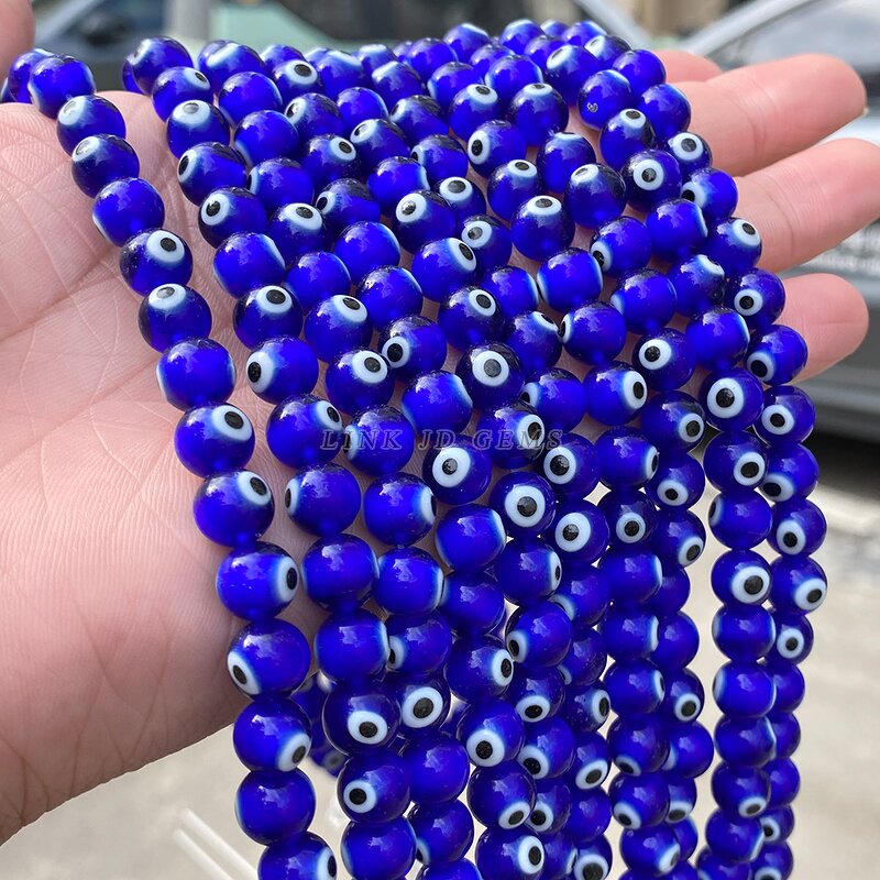 Crystal Glass Spacer Beads - Dark Blue Lampwork Evil Eye 4-10mm for Jewelry Making