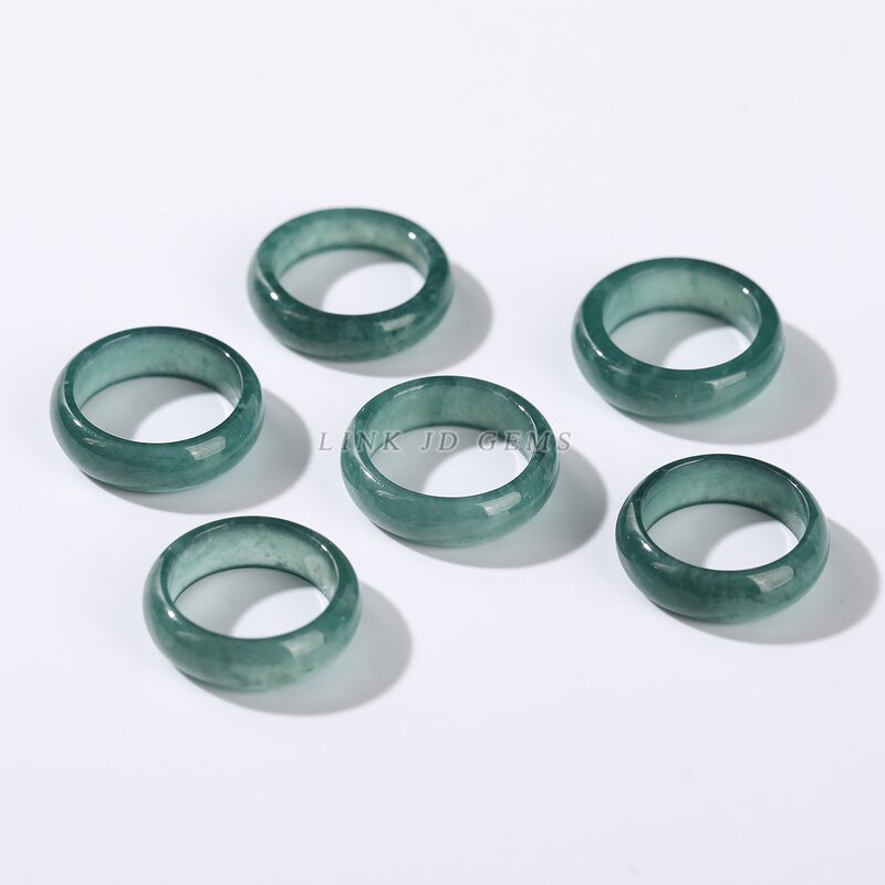Natural Guatemala Blue Water Jadeite Ring - Gemstone Round Women Men Fashion