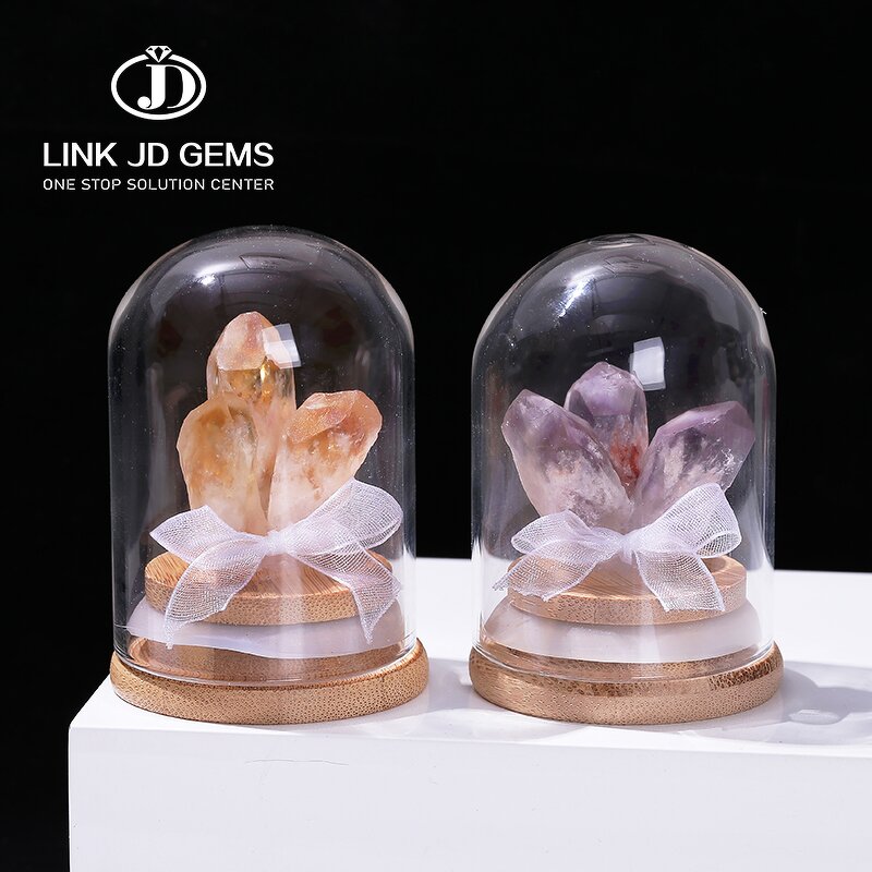 Natural Citrine Amethyst Cluster Bottled Crafts - Raw Stone Crystal Mineral Glass Display