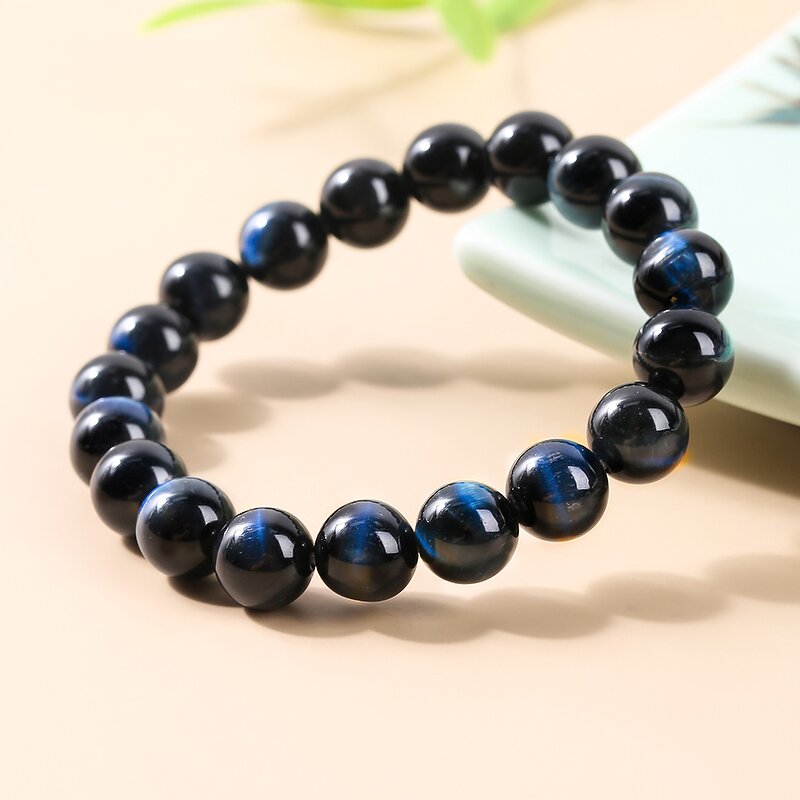 Natural Blue Tiger Eye Stone Bracelet - 8-14mm 7A High Quality Handmade Jewelry
