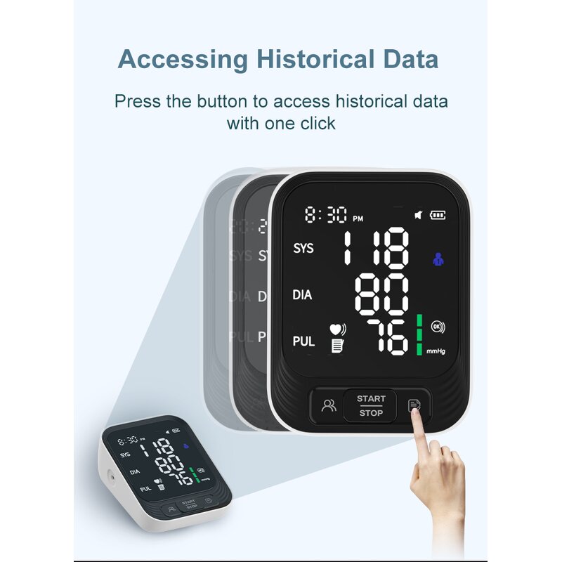 Blood Pressure Monitor Manufacturer - Accurate Digital Backlit LED Heart Rate 2x199 Memory Electric Arm