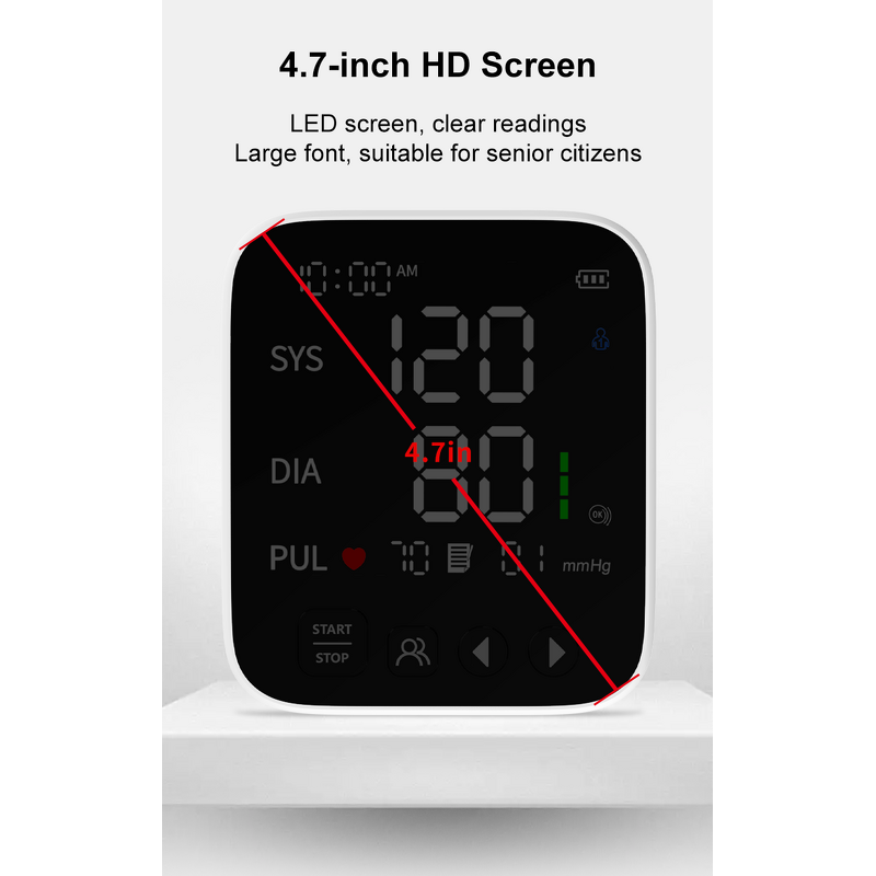 Blood Pressure Monitor Manufacturer - 4.7 Inch Large LED Screen Extra Large Cuff Electric Upper Arm