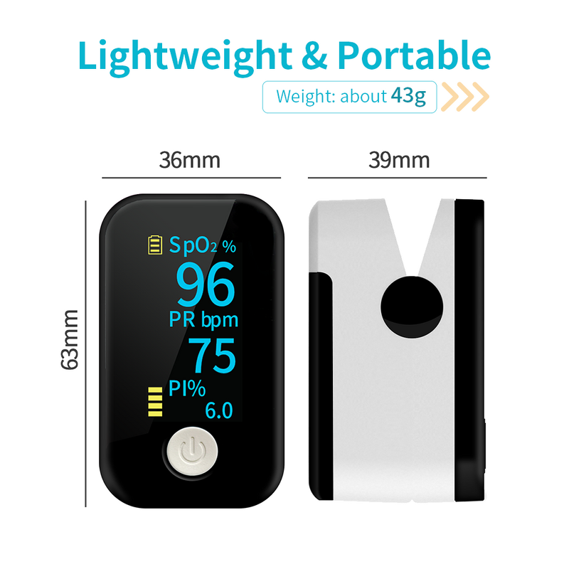 Pulse Oximeter Manufacturer - Portable Fingertip Blood Oxygen SPO2 Pulse Rate Optional Batteries Lanyard