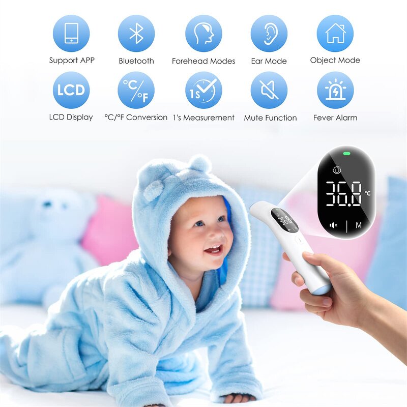 Thermometer Manufacturer - Wireless No-Touch Baby Ear Digital Infrared Bluetooth Forehead