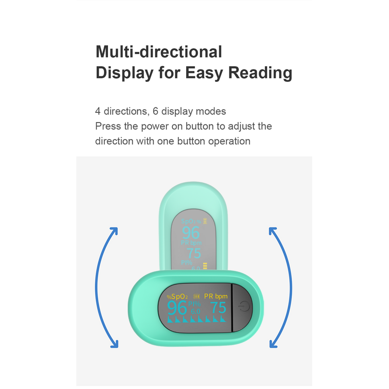 Pulse Oximeter Manufacturer - Portable Fingertip Blood Oxygen SPO2 Rate OLED Display Removable Battery