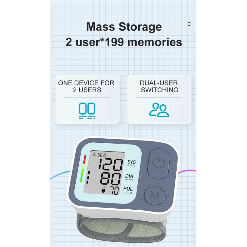 Blood Pressure Monitor Manufacturer - Portable Wrist Digital Sphygmomanometer Automatic with Irregular Heartbeat