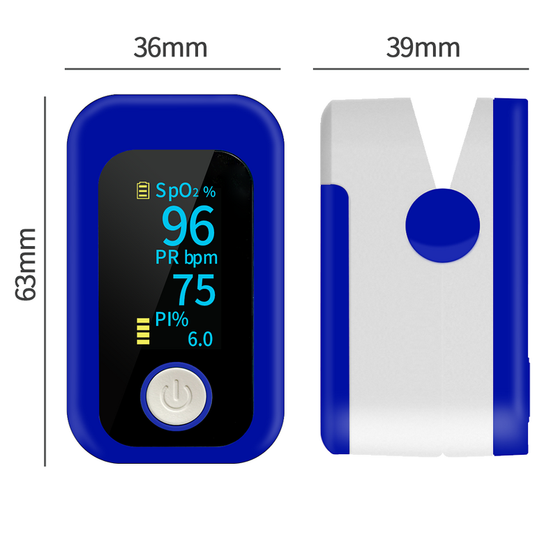 Pulse Oximeter Manufacturer - Navy Blue with Larger Display Blood Oxygen Convenient Fingertip Access