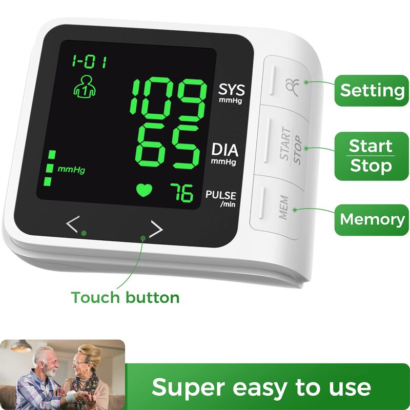Blood Pressure Monitor Manufacturer - Automatic Electric Digital Wrist Large VA Screen 2*99 Memories