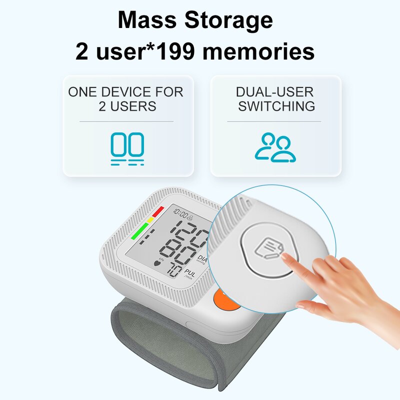 Blood Pressure Monitor Manufacturer - Digital Electric Plastic Wrist Medical Tensiometer BP Set