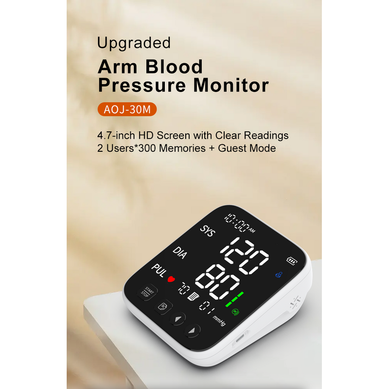 Blood Pressure Monitor Manufacturer - 4.7 Inch Large LED Screen Extra Large Cuff Electric Upper Arm
