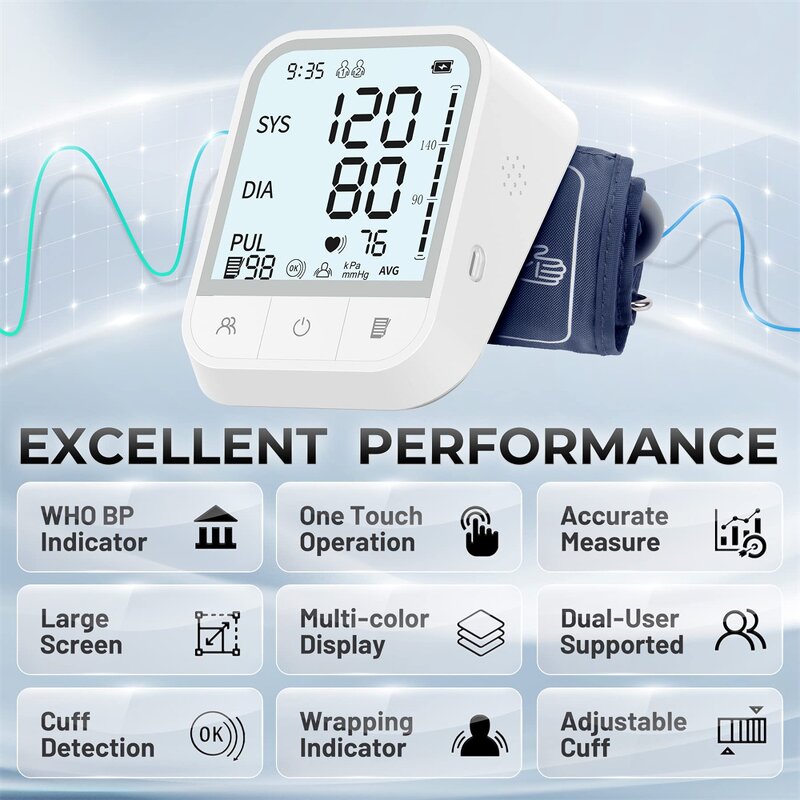 Blood Pressure Monitor Manufacturer - ROHS Certified Digital Upper Arm Automatic 2x99 Memories
