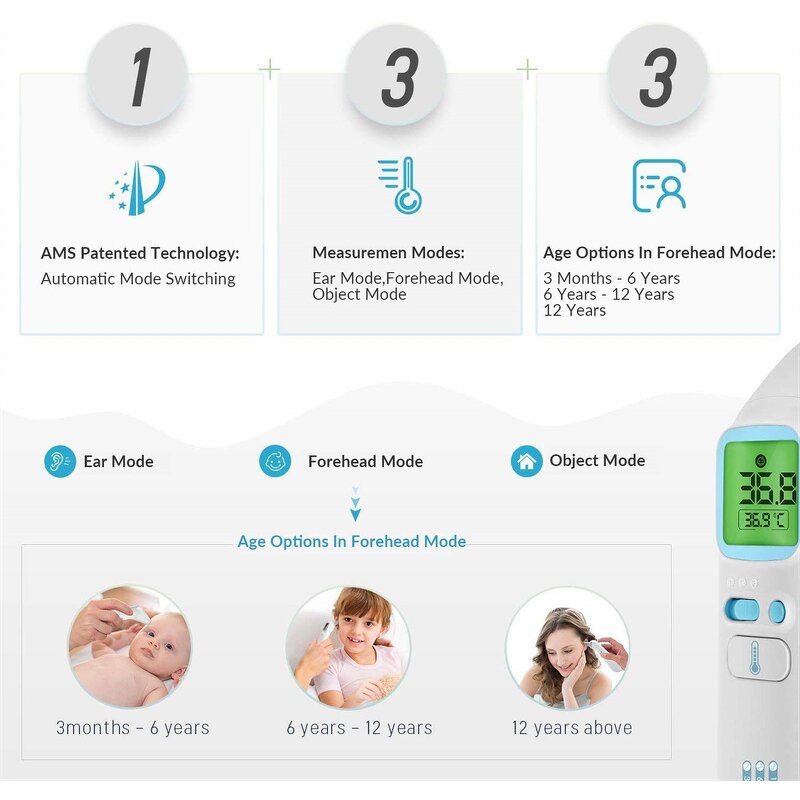 Thermometer Manufacturer - Fast Accurate Infrared Forehead for Adults Kids Baby with Fever Alarm