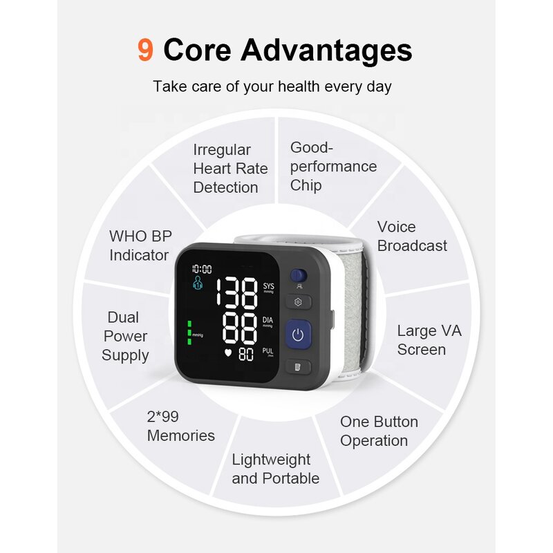 Blood Pressure Monitor Manufacturer - Portable Automatic LED Display Wrist Digital BP Machine