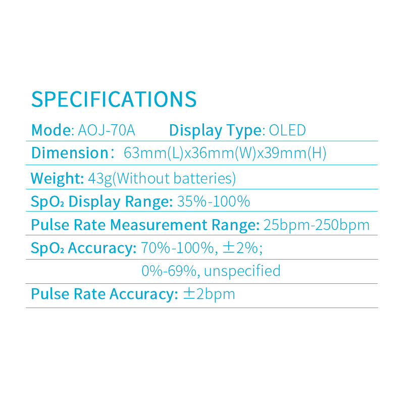Pulse Oximeter Manufacturer - Portable Fingertip Blood Oxygen SPO2 Pulse Rate Optional Battery Lanyard