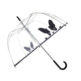 Stick Umbrella Manufacturer - Large Canopy Transparent Dome Coverage with Reflective Strip J Hook Handle Outdoor Clear