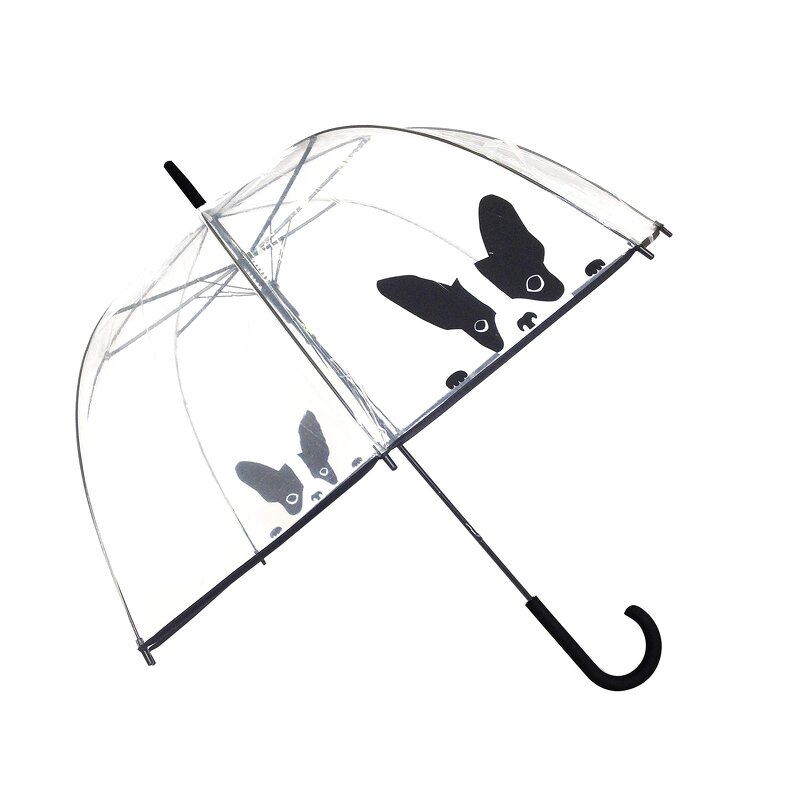 Stick Umbrella Manufacturer - Large Canopy Transparent Dome Coverage with Reflective Strip J Hook Handle Outdoor Clear