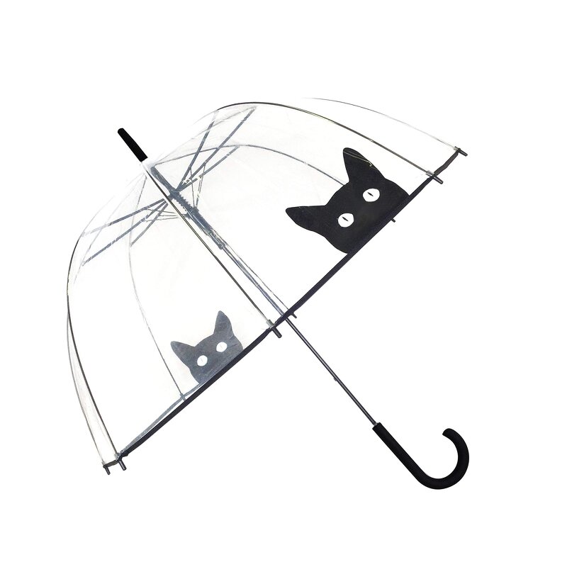 Stick Umbrella Manufacturer - Large Canopy Transparent Dome Coverage with Reflective Strip J Hook Handle Outdoor Clear