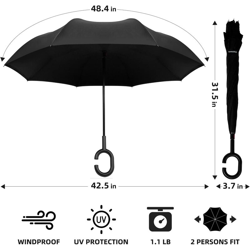 Stick Umbrella Manufacturer - Uv with J Hook Handle 50in Wind Proof Travel Size Compact