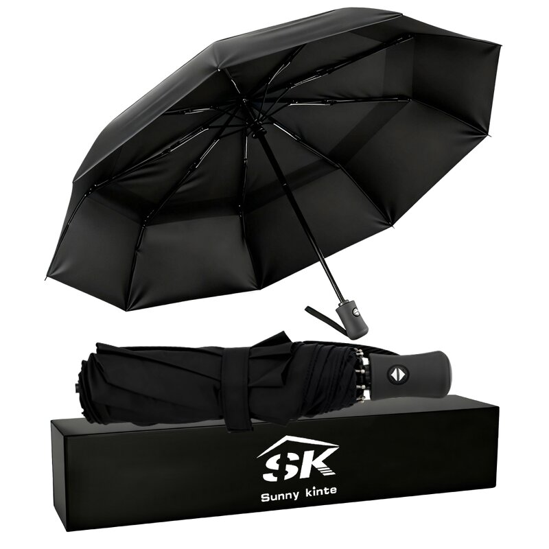 Travel Umbrella Manufacturer - Free Sample Custom Logo Promotional 3 Folding Pongee Outdoor Foldable Rain