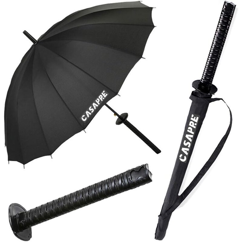 Samurai Umbrella Manufacturer - Supplier Promotional Premium 23 Inches 8 Ribs Japanese Style Automatic Black Cool Katana